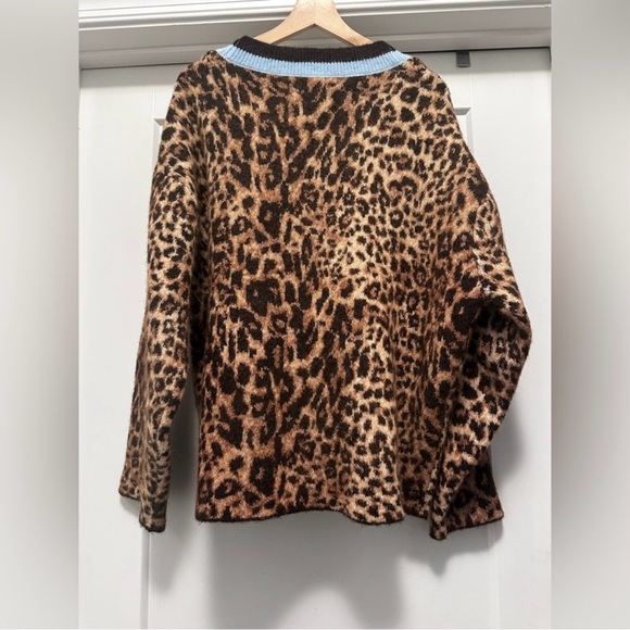 💙🤎 NWT! KBB by KAHLANA BARFIELD BROWN Tan Leopard Print Cardigan - Size Large - Picture 5 of 8